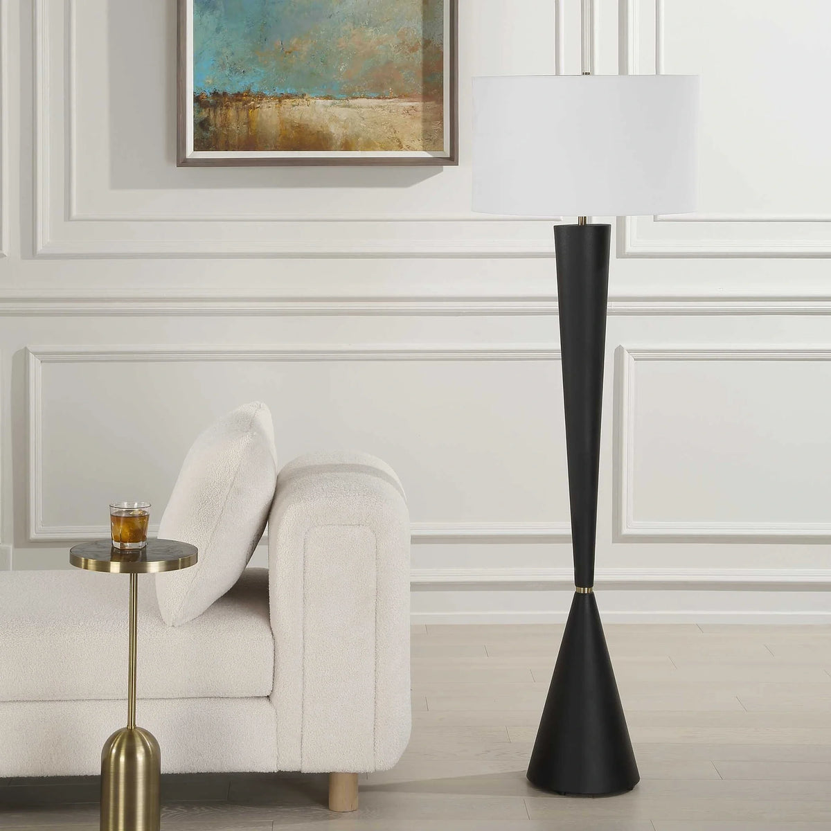 Black Tapered Floor Lamp