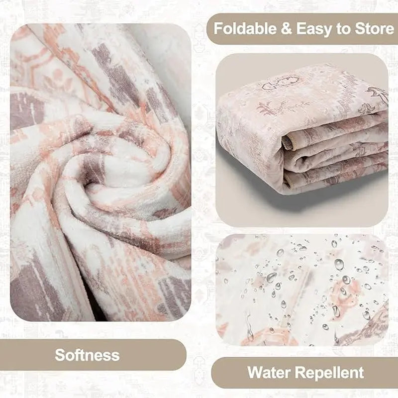 Mushroom Boho Floral Felt Rug - Fluffy, Non-Slip, and Machine Washable for Effortless Elegance