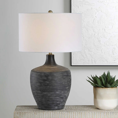 Charcoal Ribbed Table Lamp