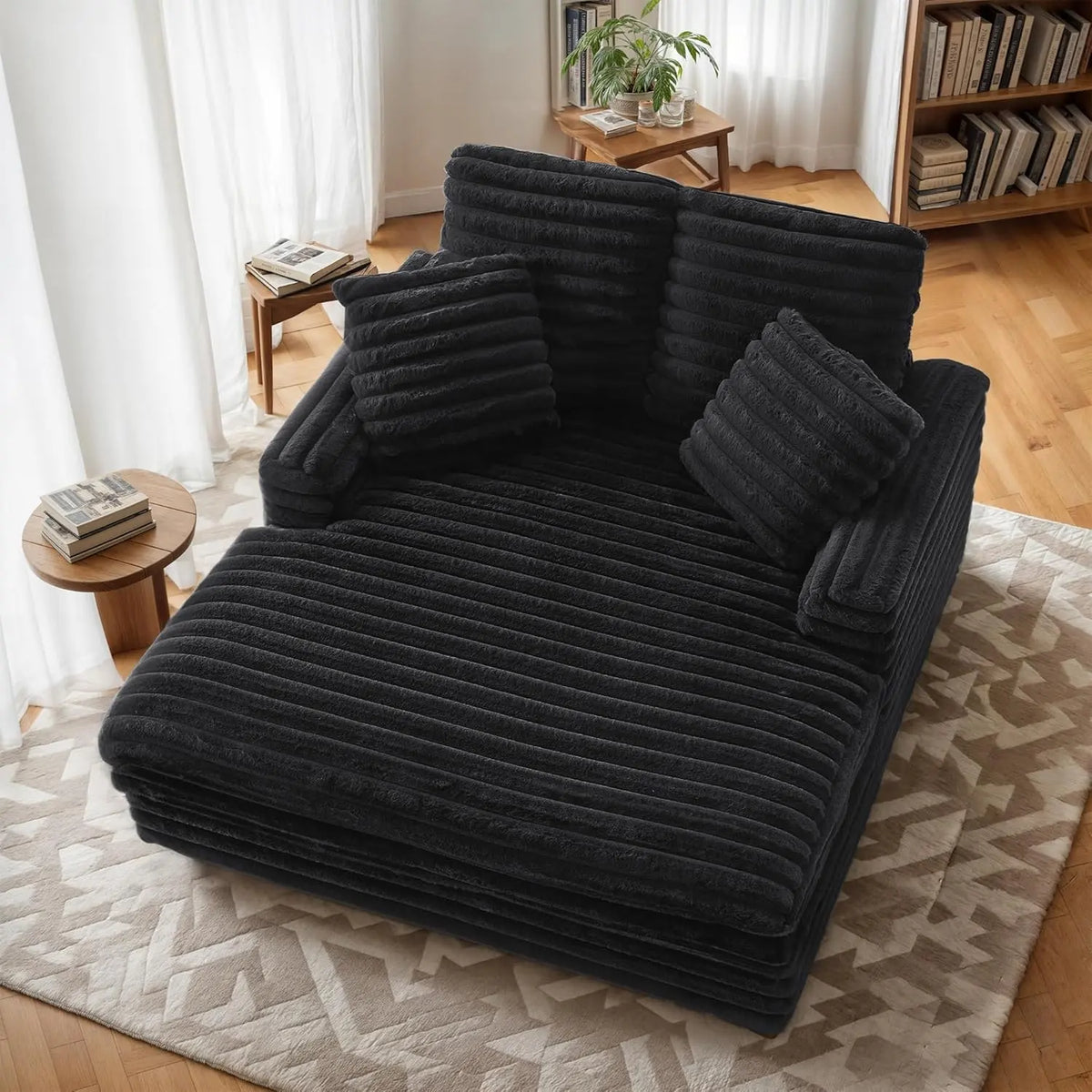Amopatio Oversized Cloud Couch Bed – Fluffy Upholstered Sleeper Loveseat for Two with Reclining Backrest and Armrests