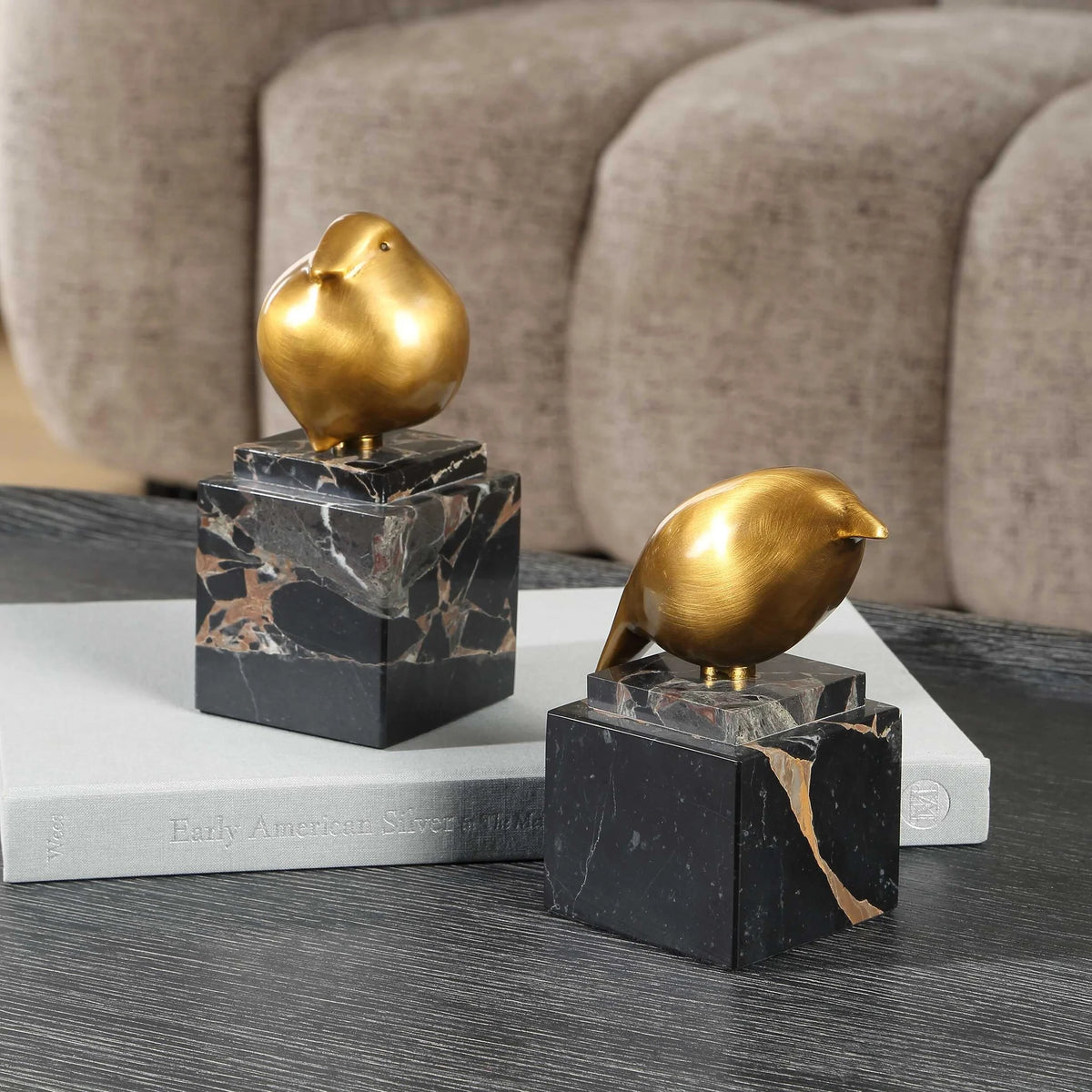 Brass Bird Figurines, Set of 2