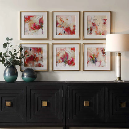 Floral Abstract Prints, Set of 6
