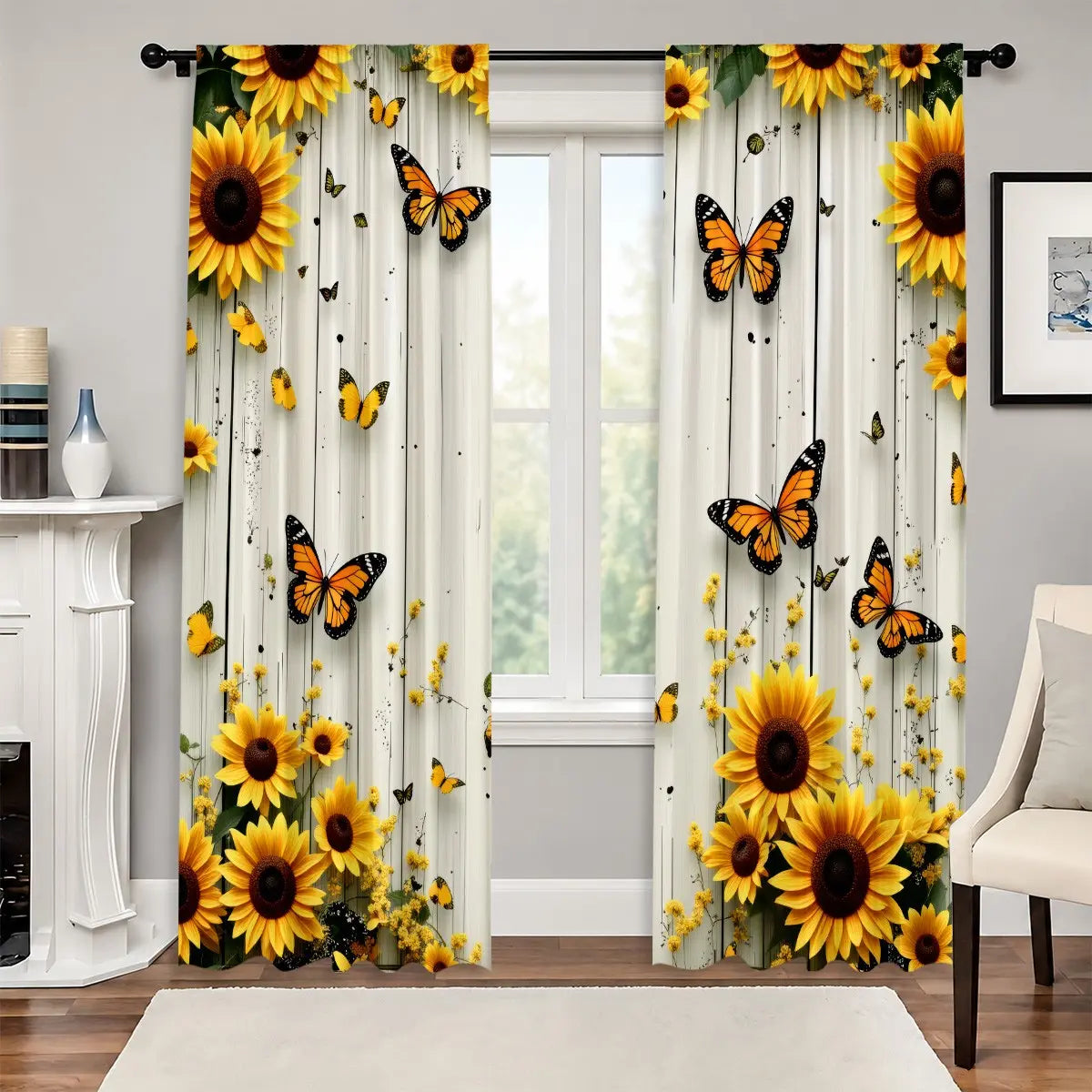 2Pc Sunflower Curtains
