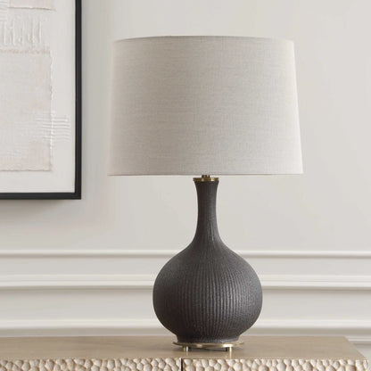Black Glaze Ribbed Table Lamp