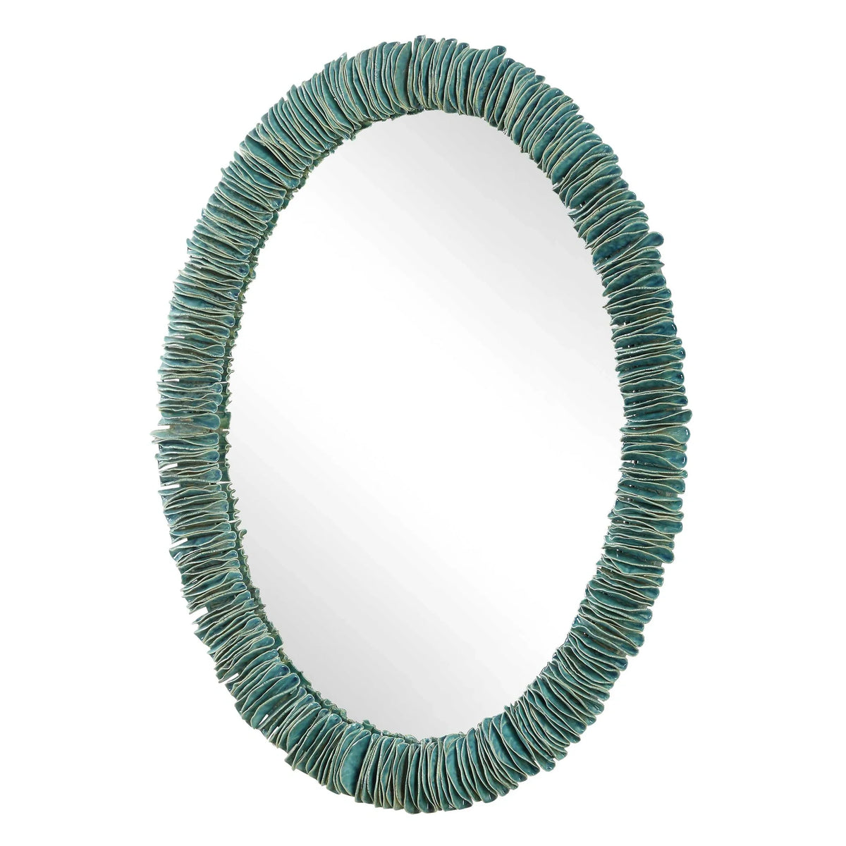 Teal Blue Oval Mirror