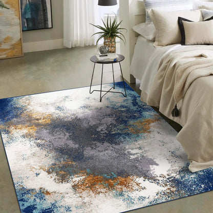 Beverly 8445 Modern Abstract Area Rug - Blue and Gray Design
