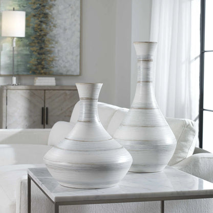 Fluted Striped Vases, Set of 2