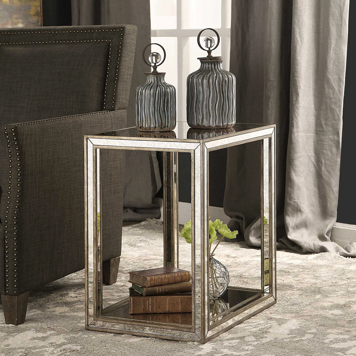 Mirrored End Table
