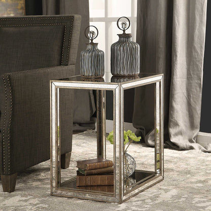 Mirrored End Table