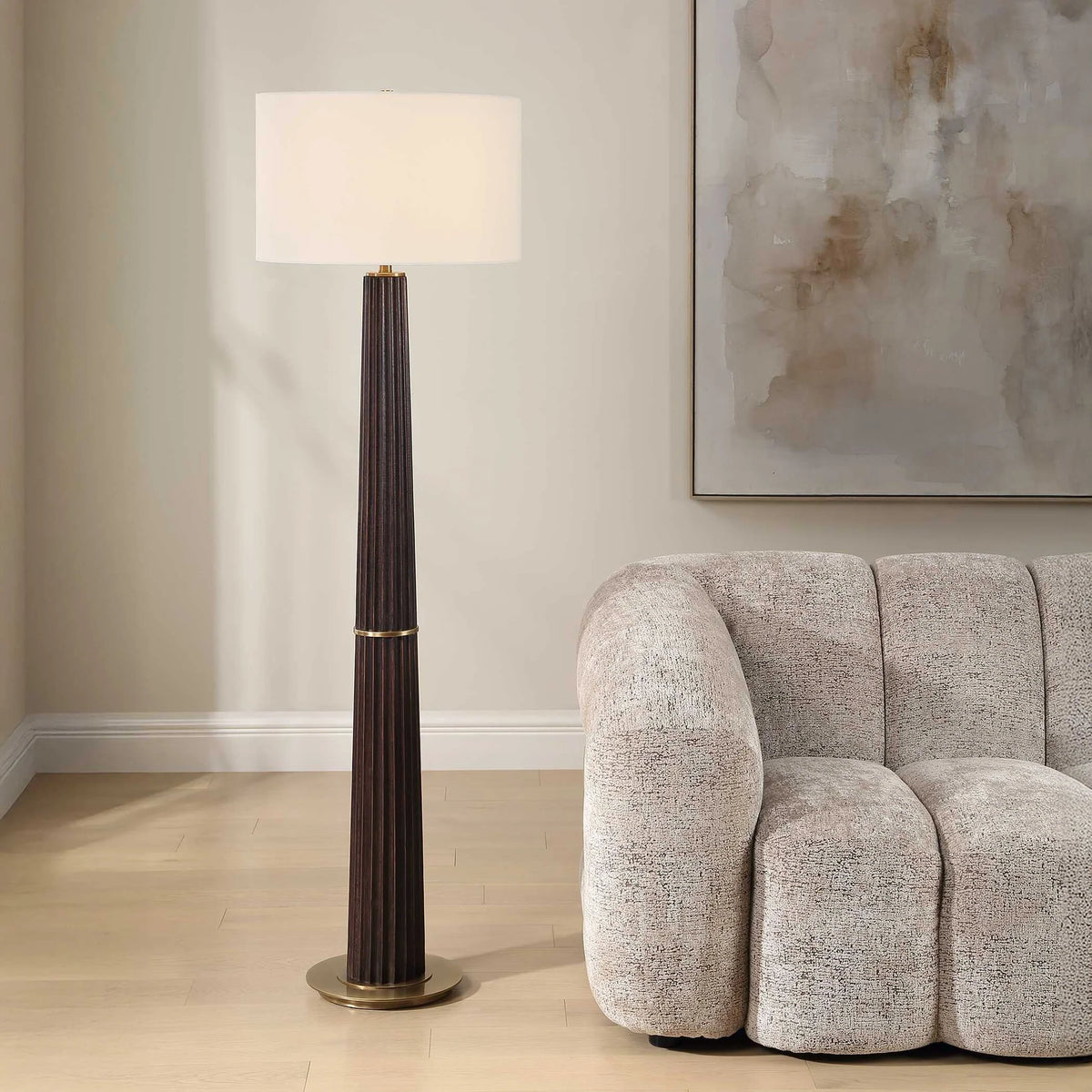 Scalloped Wood Floor Lamp