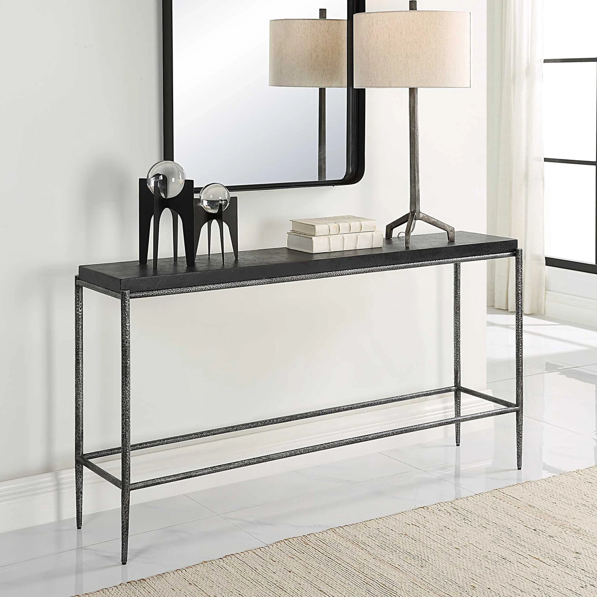 Black Concrete Console Table