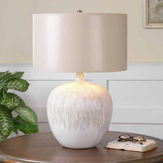 Textured Ivory Ceramic Lamp