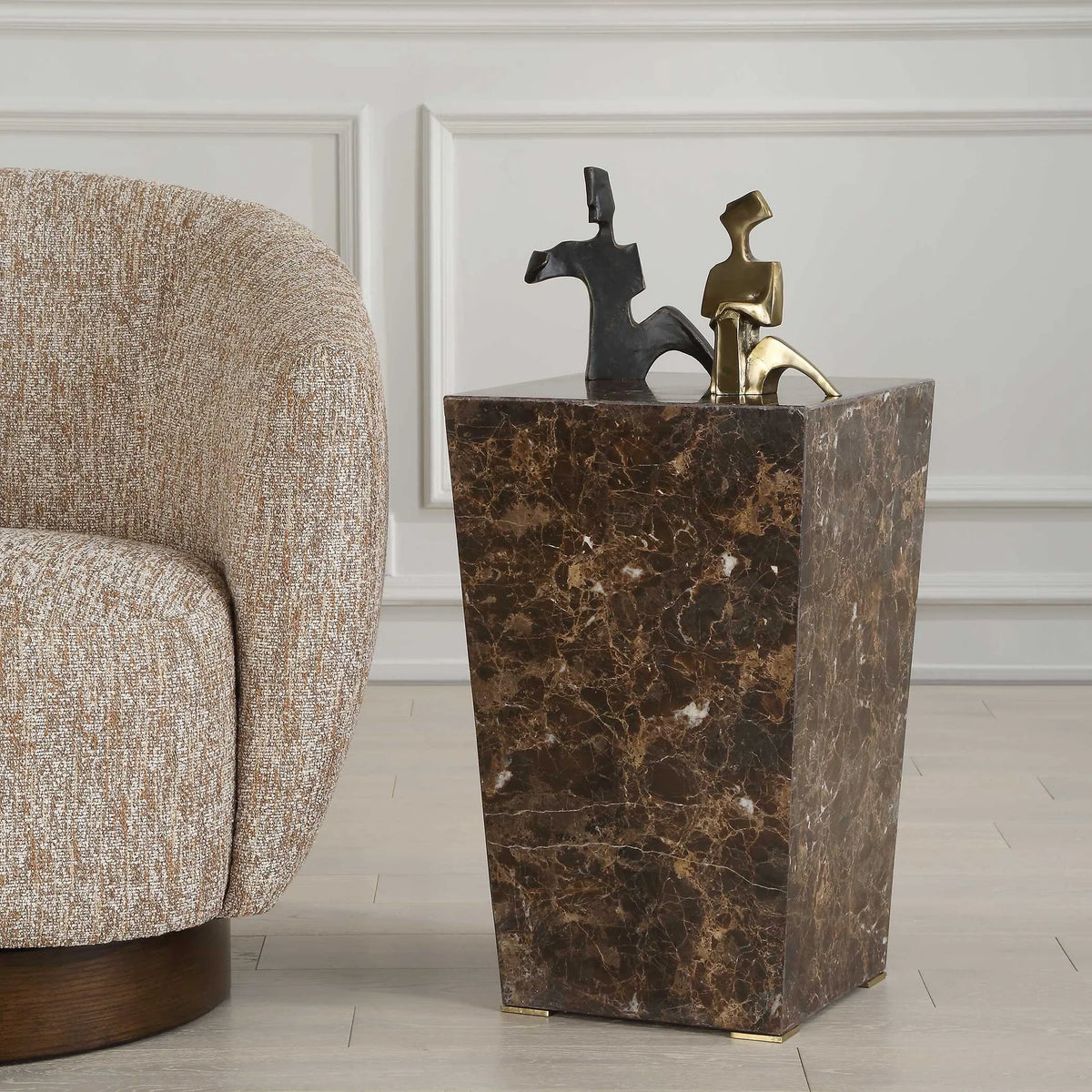 Emperador Brown Marble Accent Table