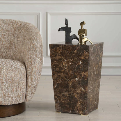 Emperador Brown Marble Accent Table