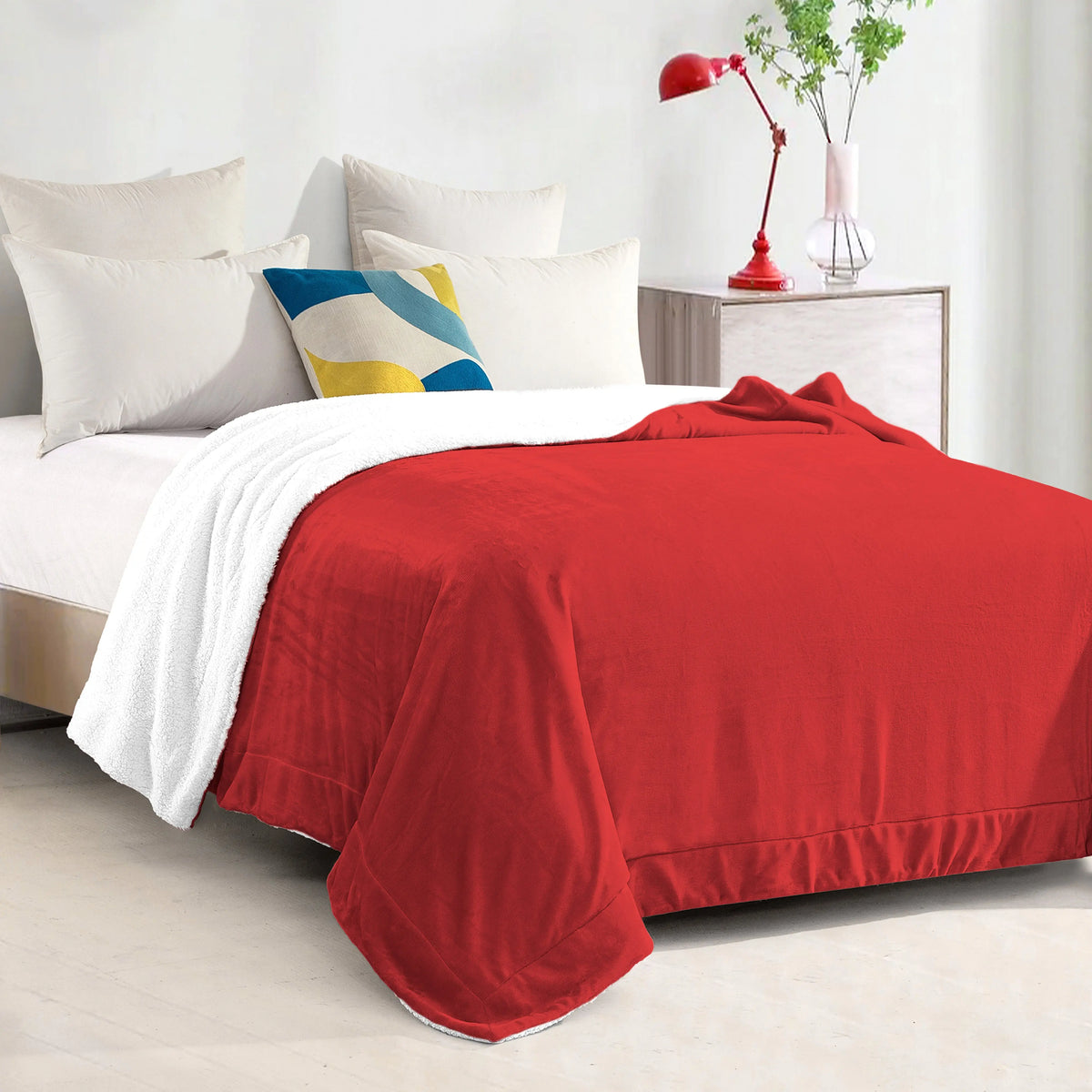 Mocassi Reversible Sherpa-Backed Throw Blanket, Velvety Plush Touch, 50In X 60In Throw Blankets