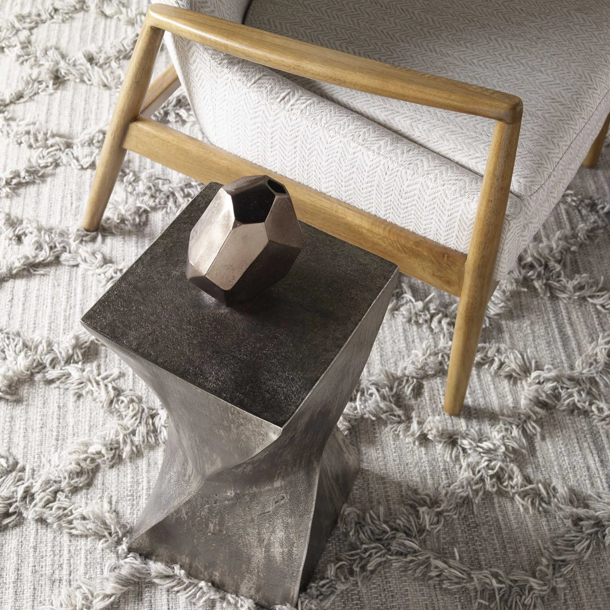 Twisted Hourglass Aluminum Accent Table