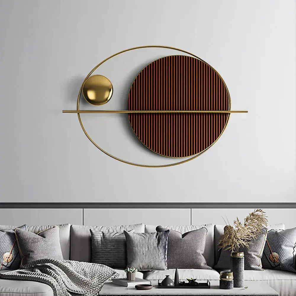 Homary Oval Iron Geometric Wall Art | Assembled Disc Relief Metal Wall Décor | No Assembly Required