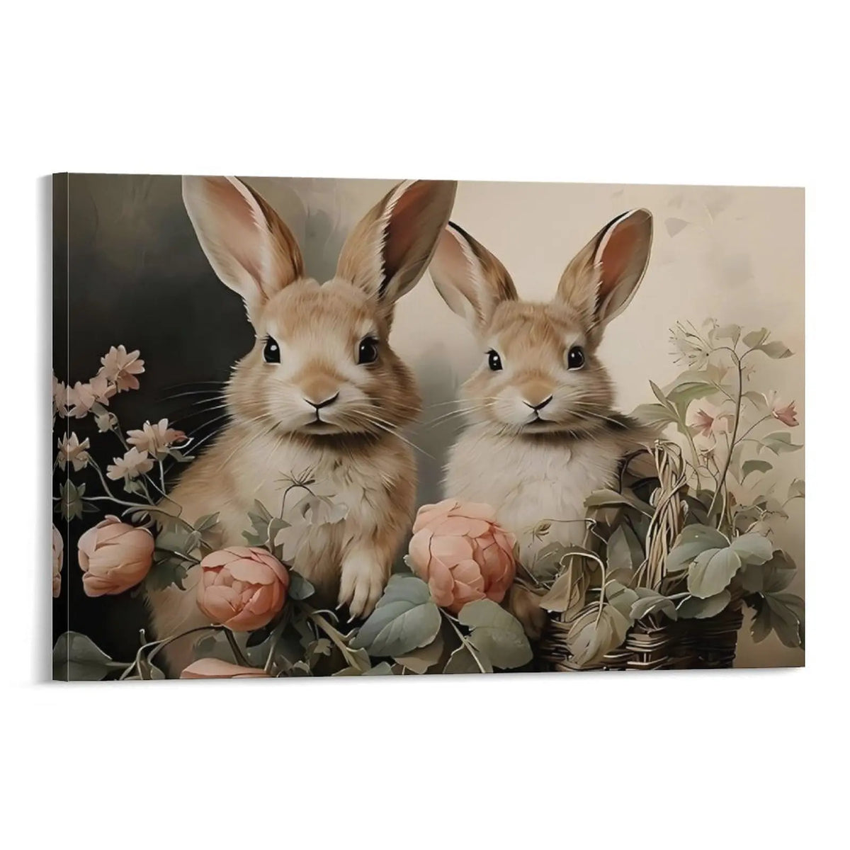 Vintage Easter Bunny Canvas Wall Art – Spring Prints for Your Bedroom, Living Room, or Office