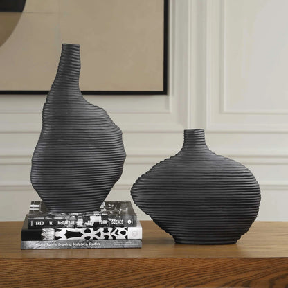 Stacked Ceramic Vases, Set of 2