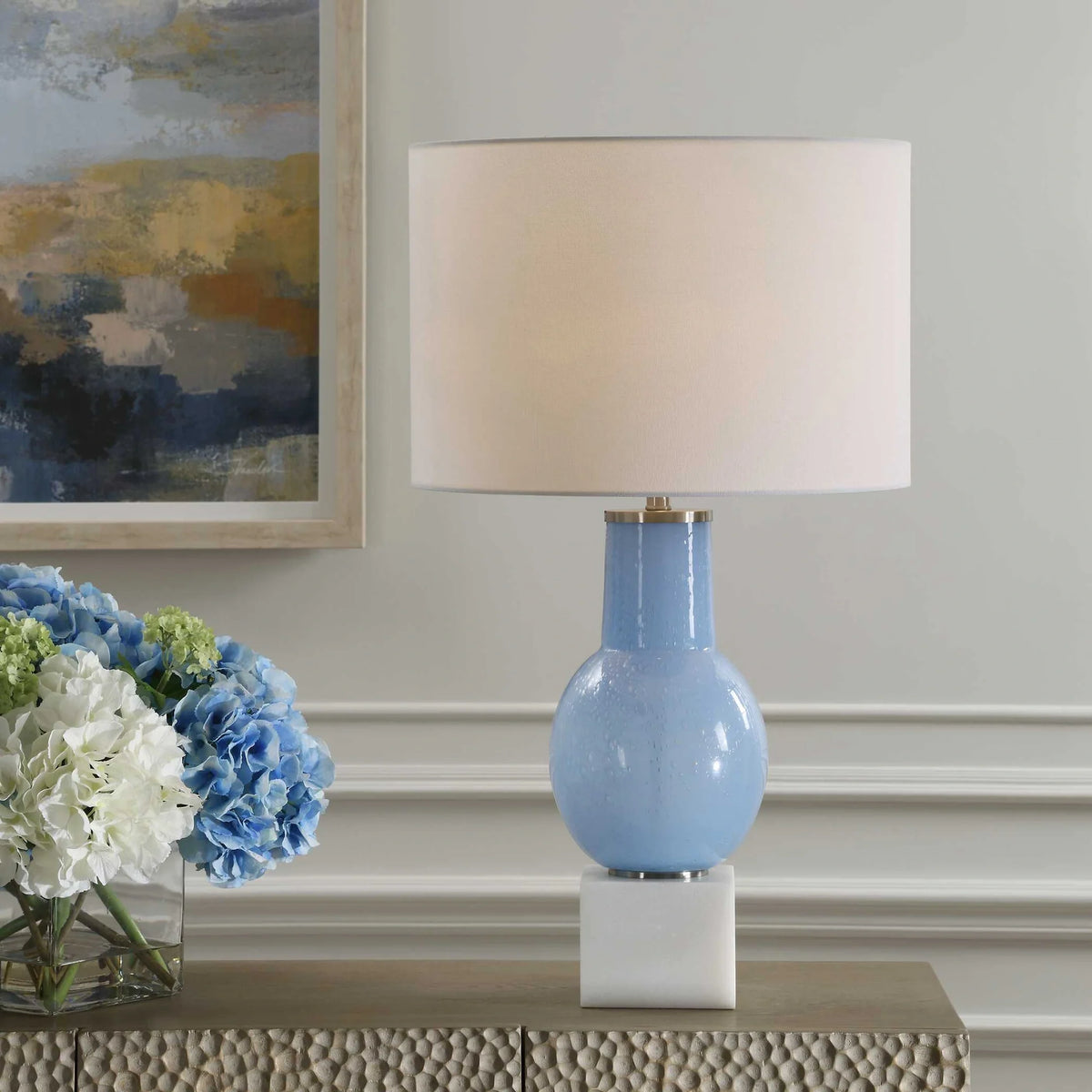 Sky Blue Glass Table Lamp