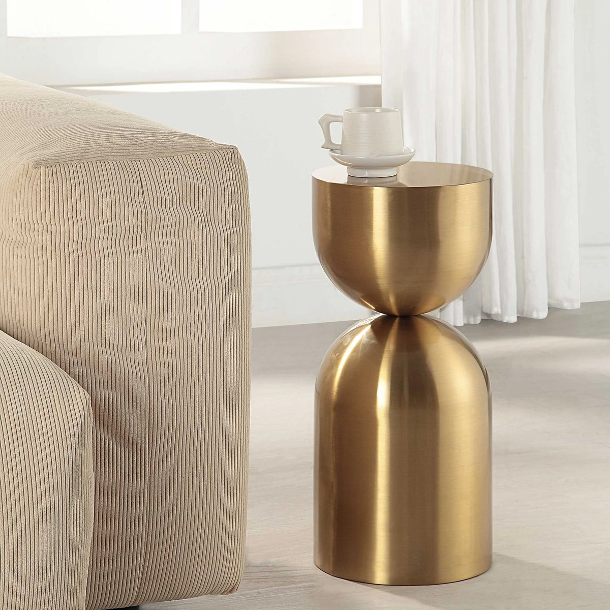 Sculptural Gold Accent Table