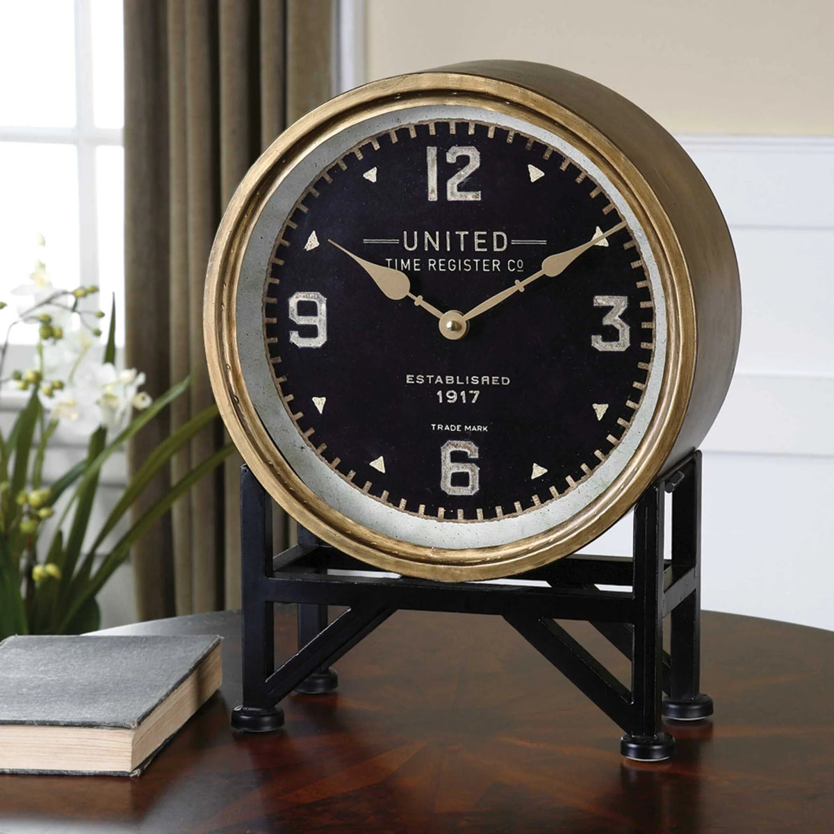 Brass Finish Table Clock