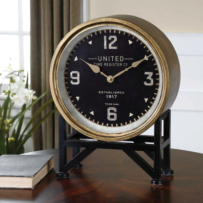 Brass Finish Table Clock