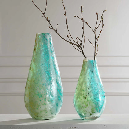 Bubble Glass Vases, Set of 2