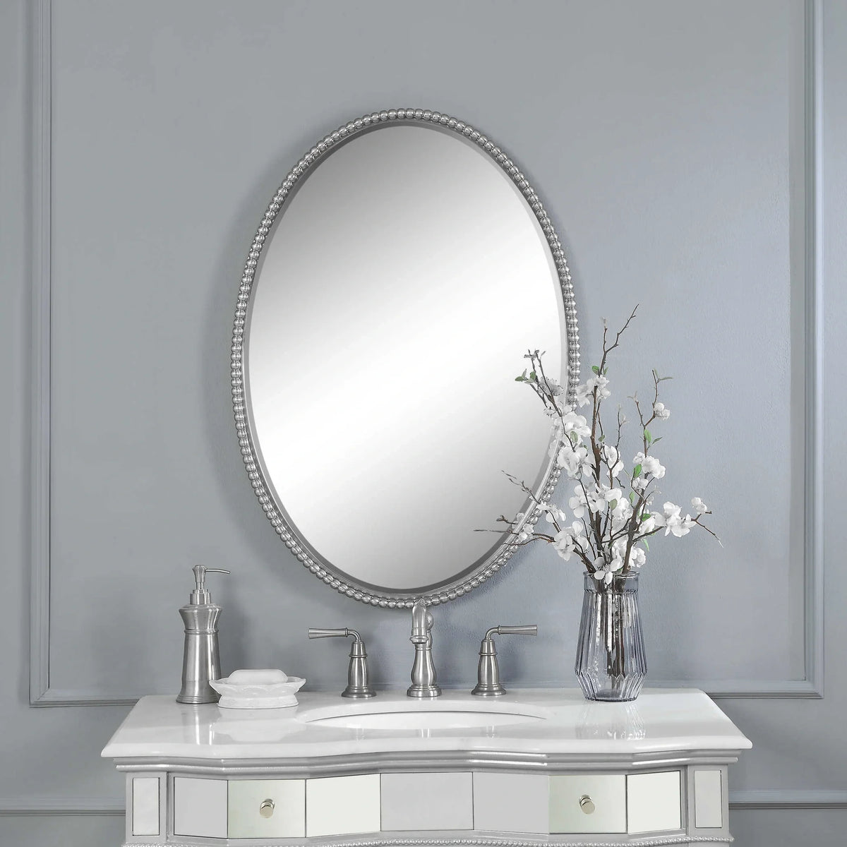 Beaded Oval Mirror