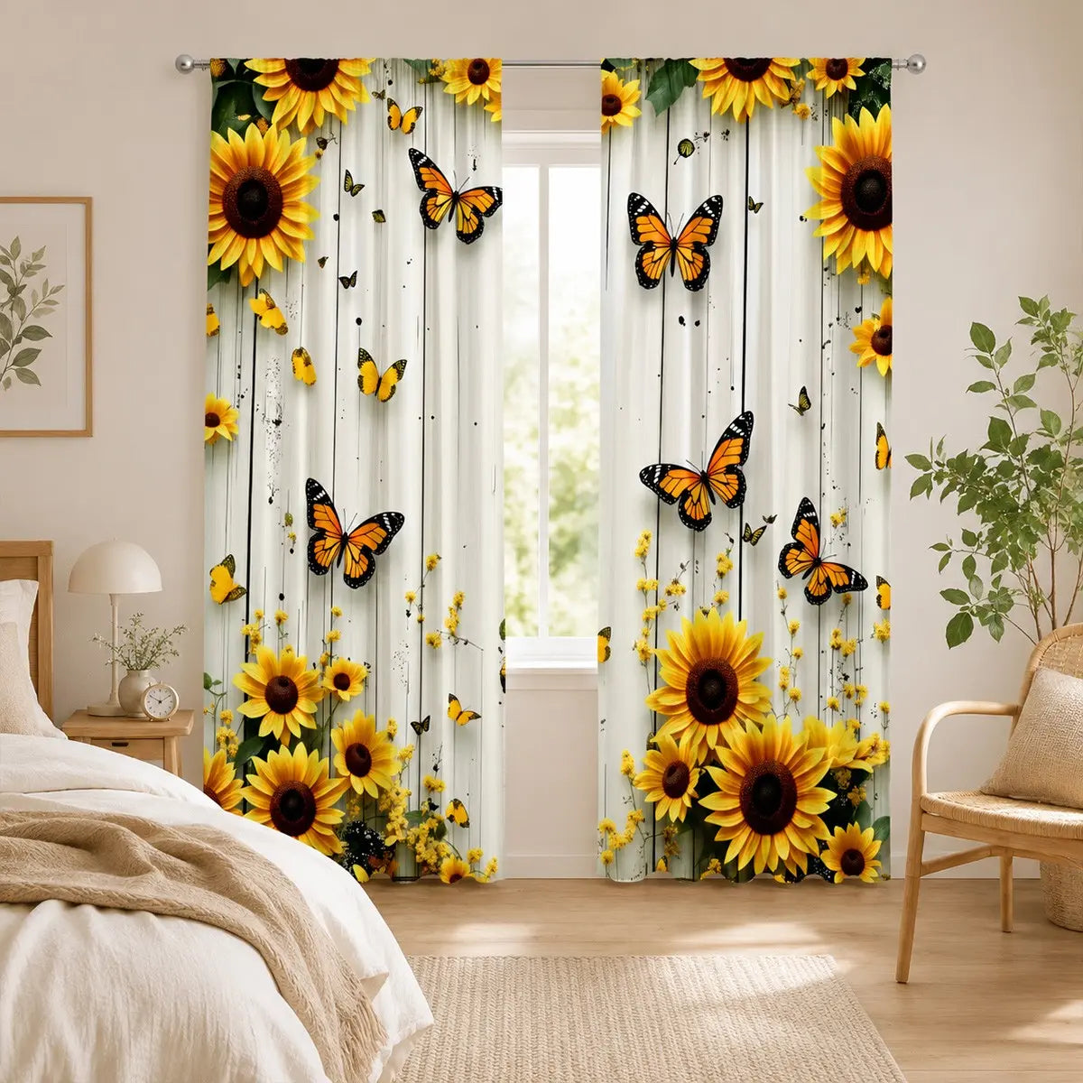 2Pc Sunflower Curtains