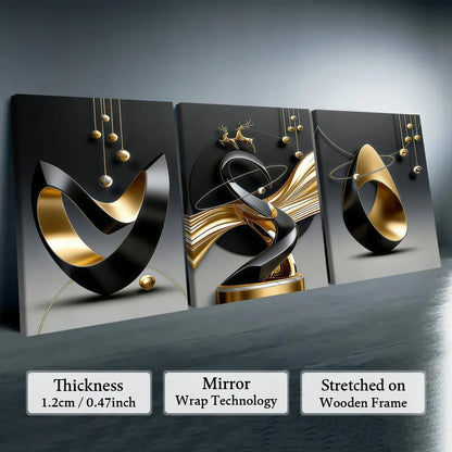 Elevate Your Space with Our 3-Piece Wooden-Frame Canvas Print Set – Stunning Geometric Pattern for Modern Home Decor!
