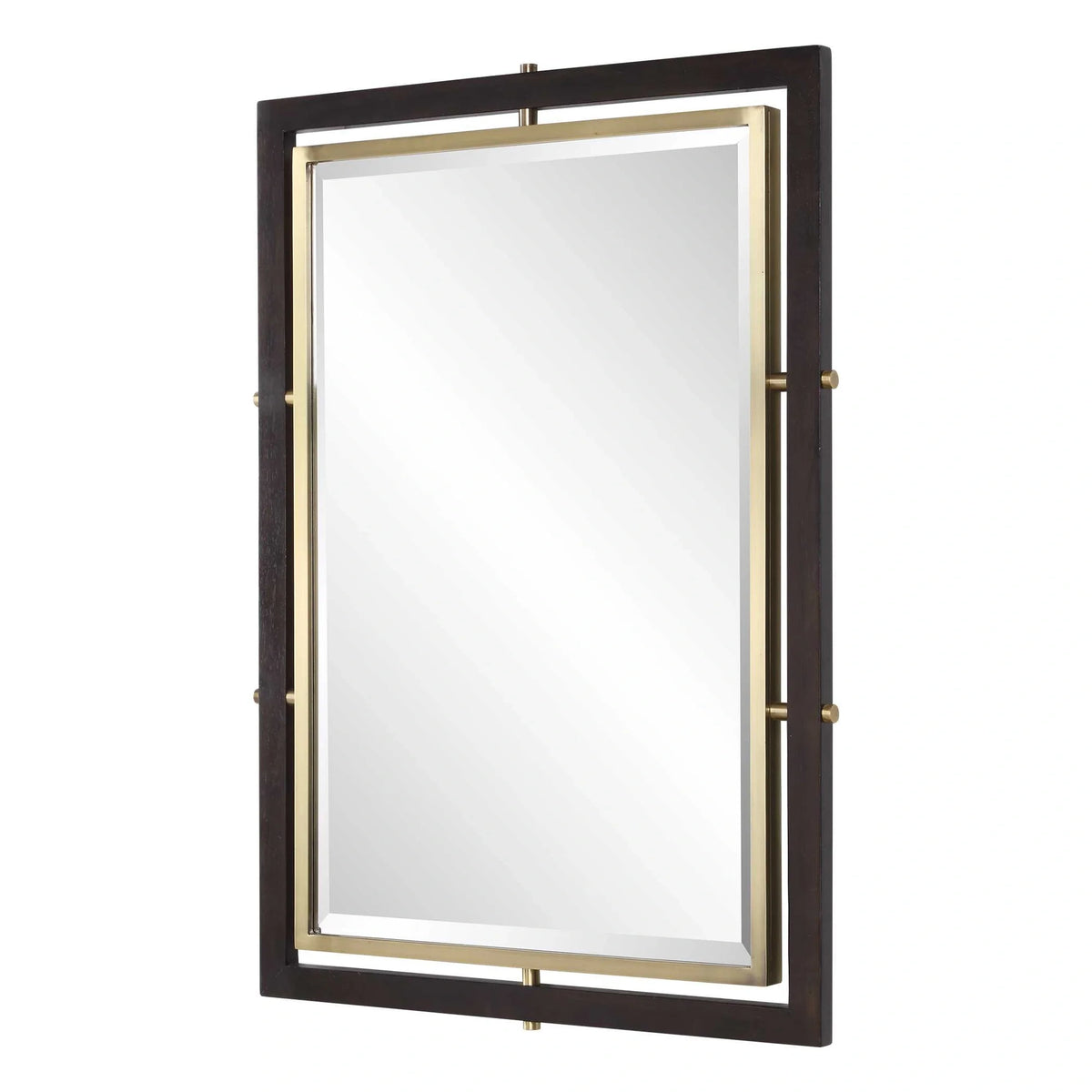 Walnut & Brass Rectangle Mirror