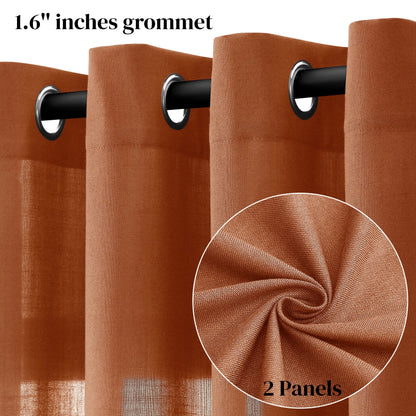 Jowels Semi-Sheer Linen Grommet Curtains - 2-Pack Drapes for Light Filtering Privacy in Any Room