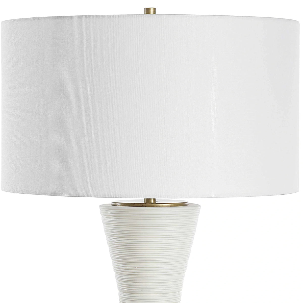 Ridged Matte White Table Lamp