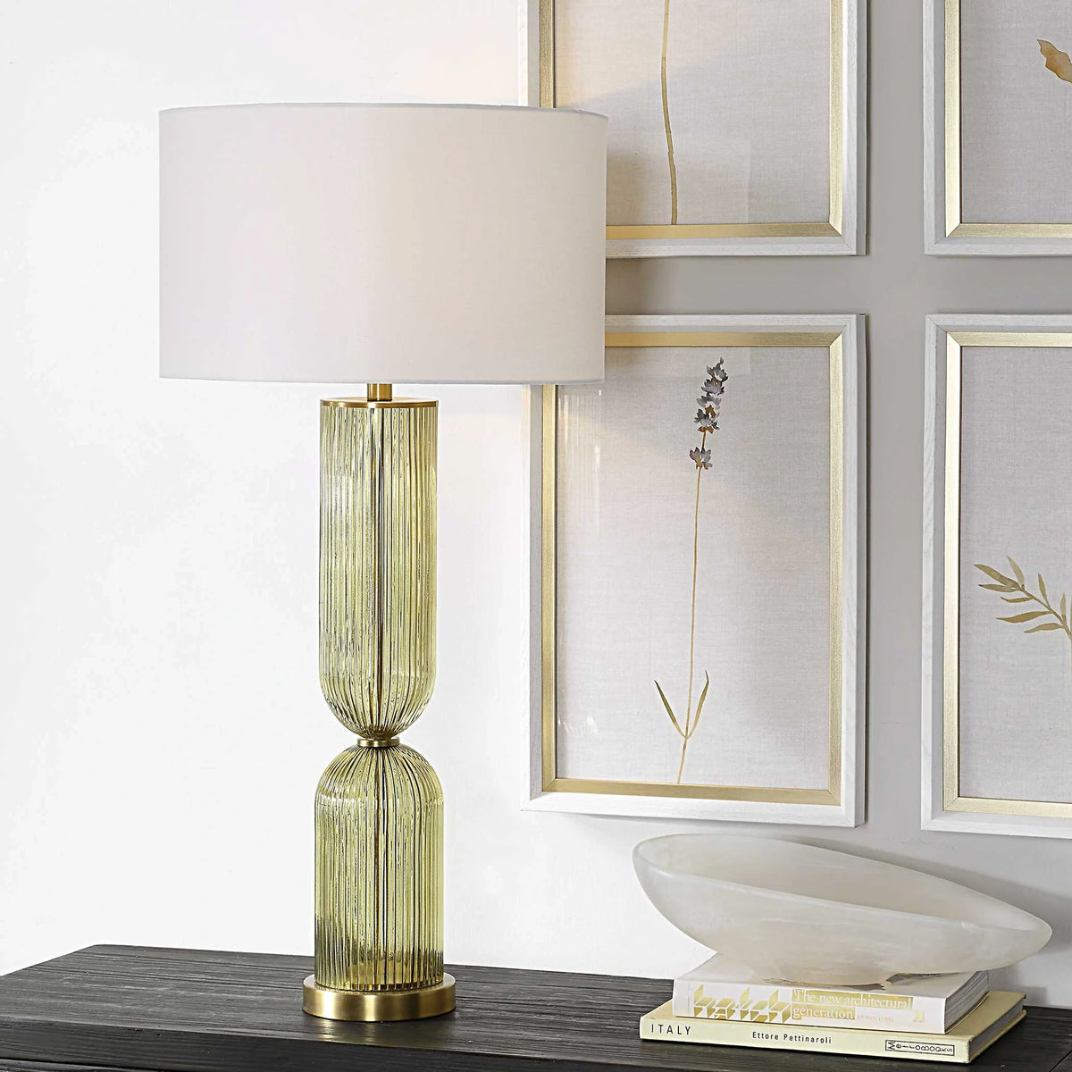 Olive Glass Table Lamp