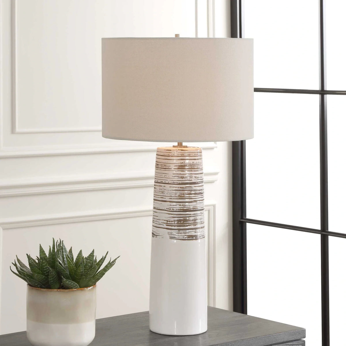 White Glaze Ceramic Table Lamp