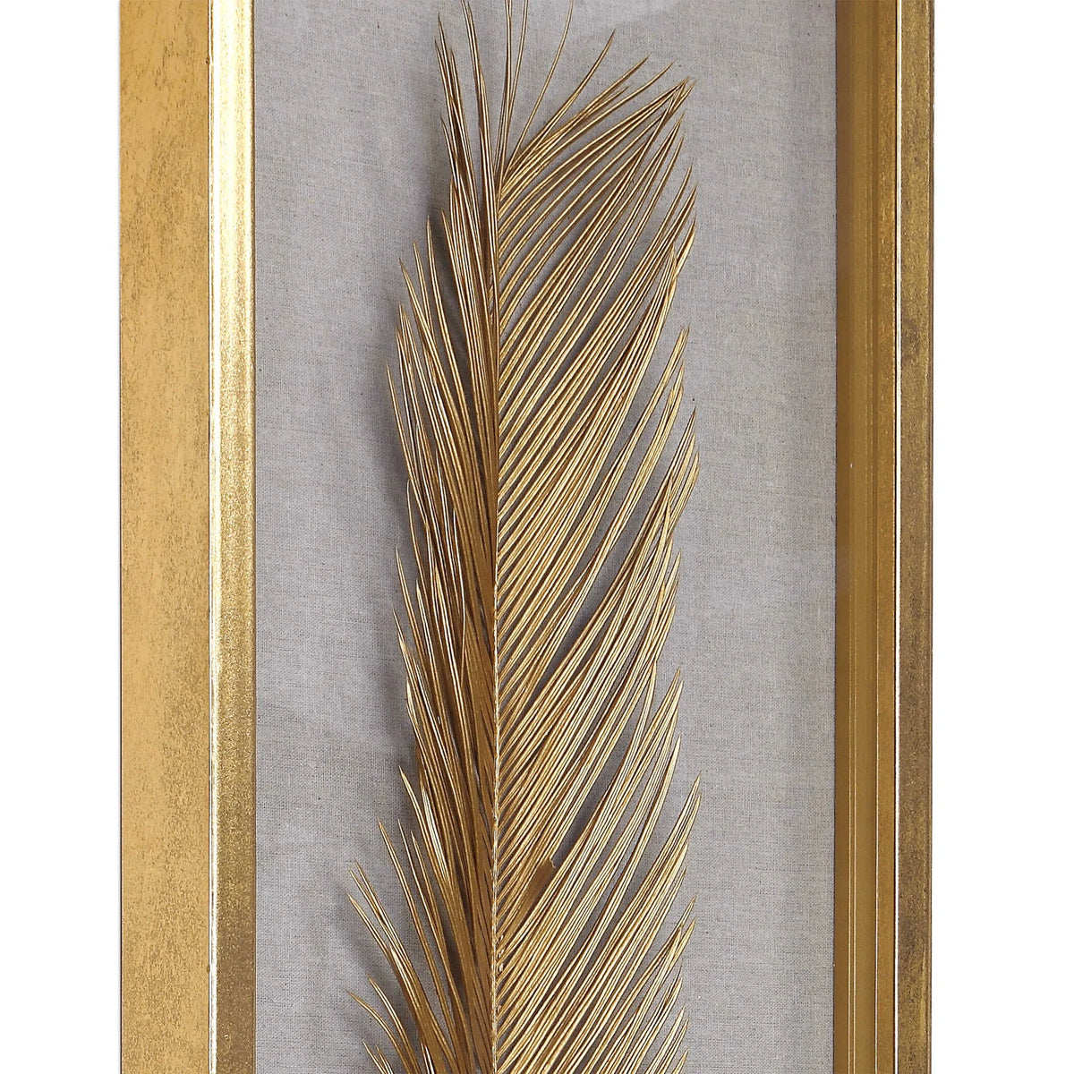 Gold Leaf Palm Shadow Box Art, Set of 3