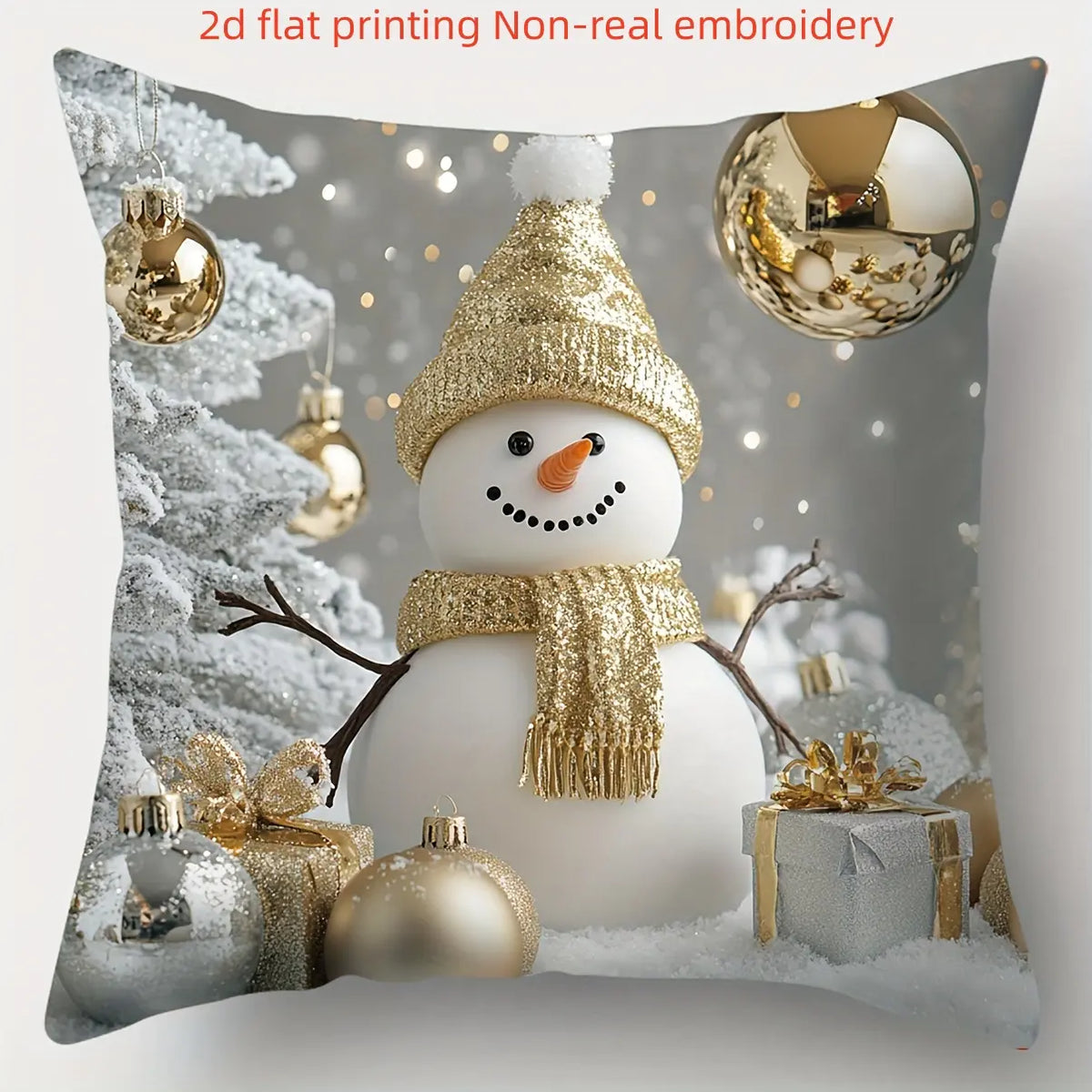4Pcs Christmas Throw Pillow Covers Featuring Snowmen and Elves