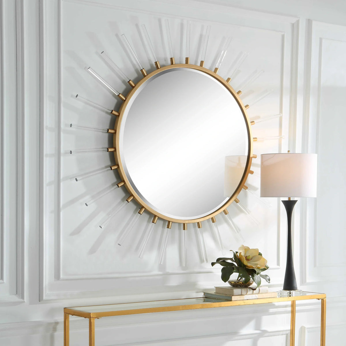 Gold Starburst Round Mirror
