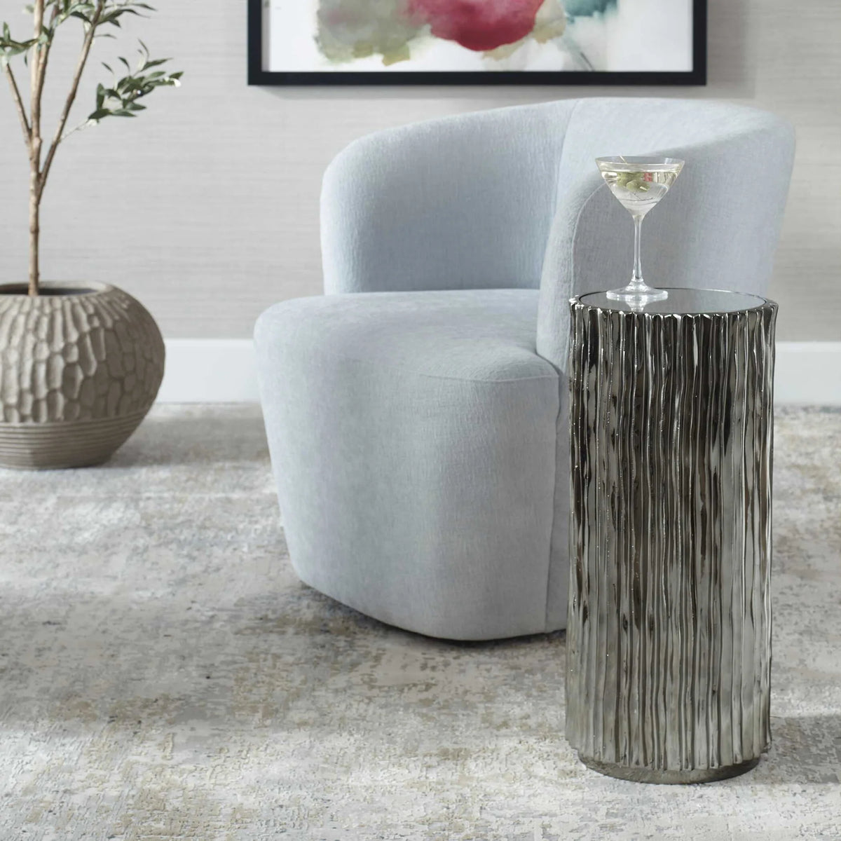 Modern Nickel Drink Table