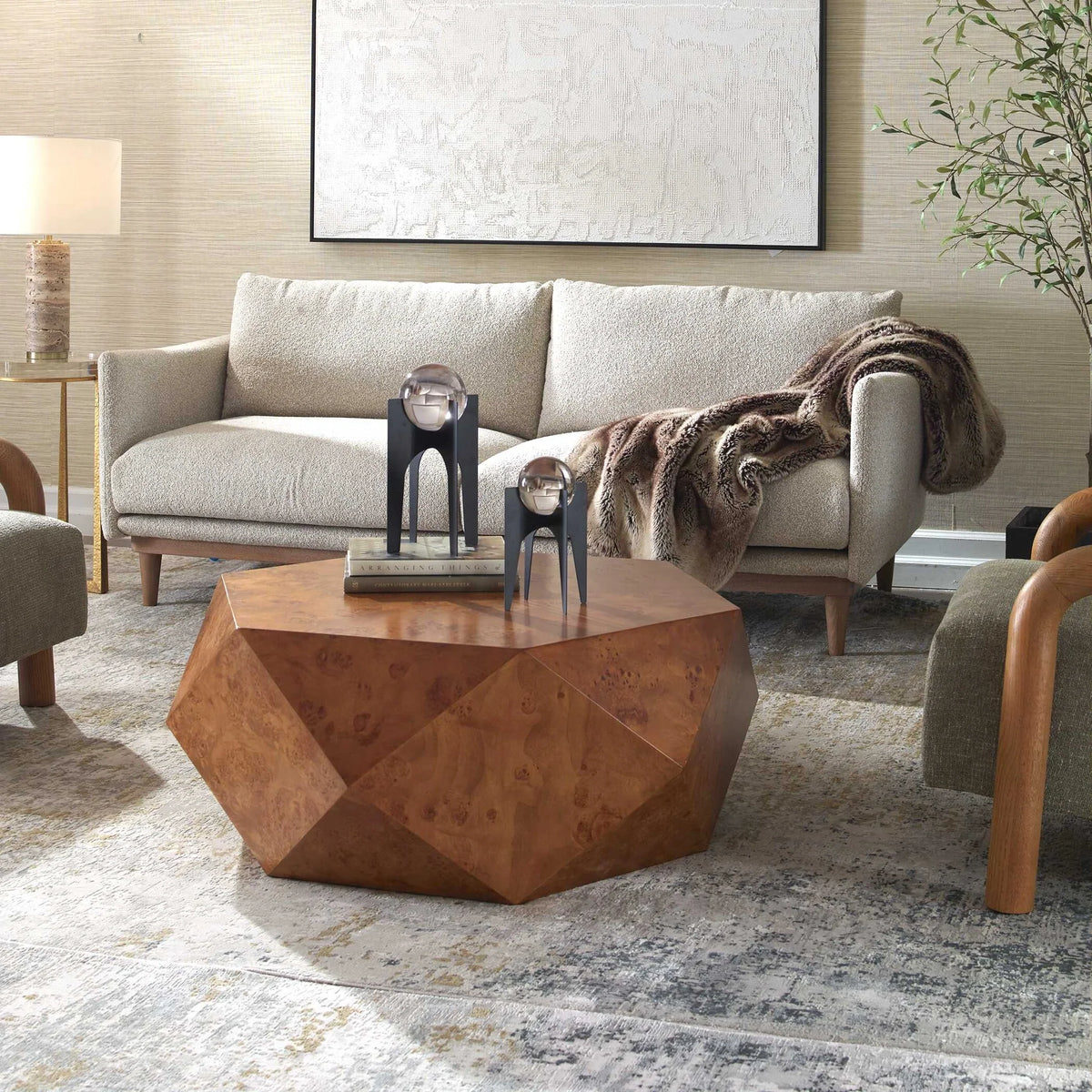 Geometric Burl Coffee Table