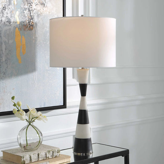 Banded Stone Table Lamp