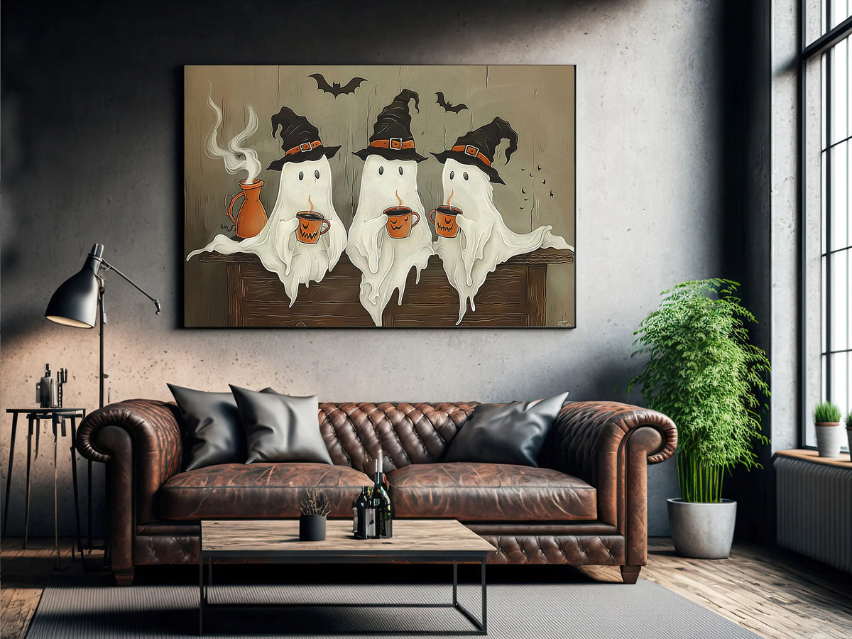Famcocraft Vintage Three Witchy Ghosts Halloween Canvas Print
