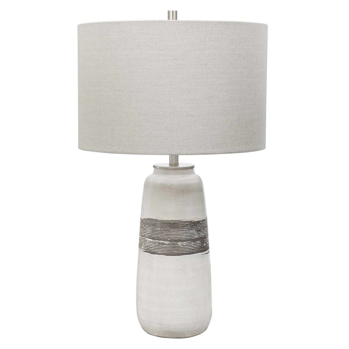 White Crackle Table Lamp