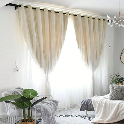 Solid Colour Double Layer Curtains | Light Filtering, Thermal Insulated | Wide Size Range 39" to 118"