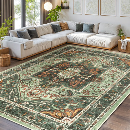 Neutral Vintage Washable Area Rug | Non-Slip, Machine Washable | Sizes 2×3 to 8×10