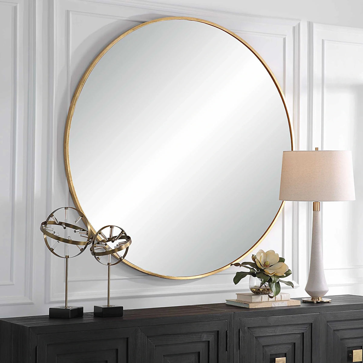 Large Gold Round Mirror