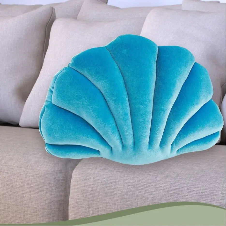Soft Velvet Blue Seashell Decorative Pillow