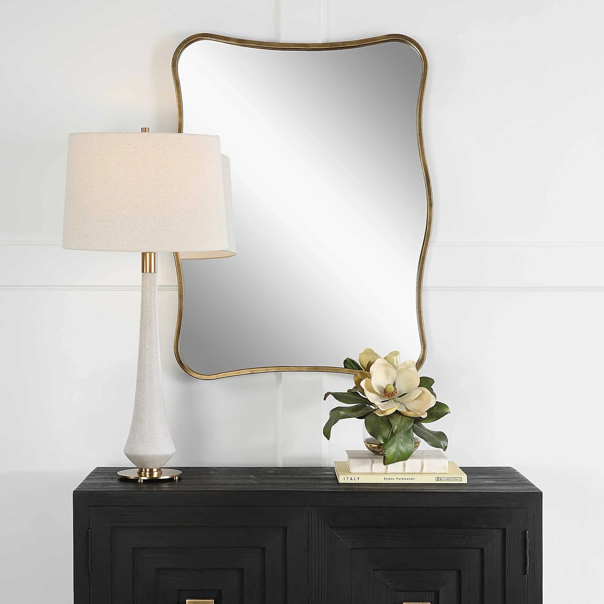 Curvy Black Vanity Mirror
