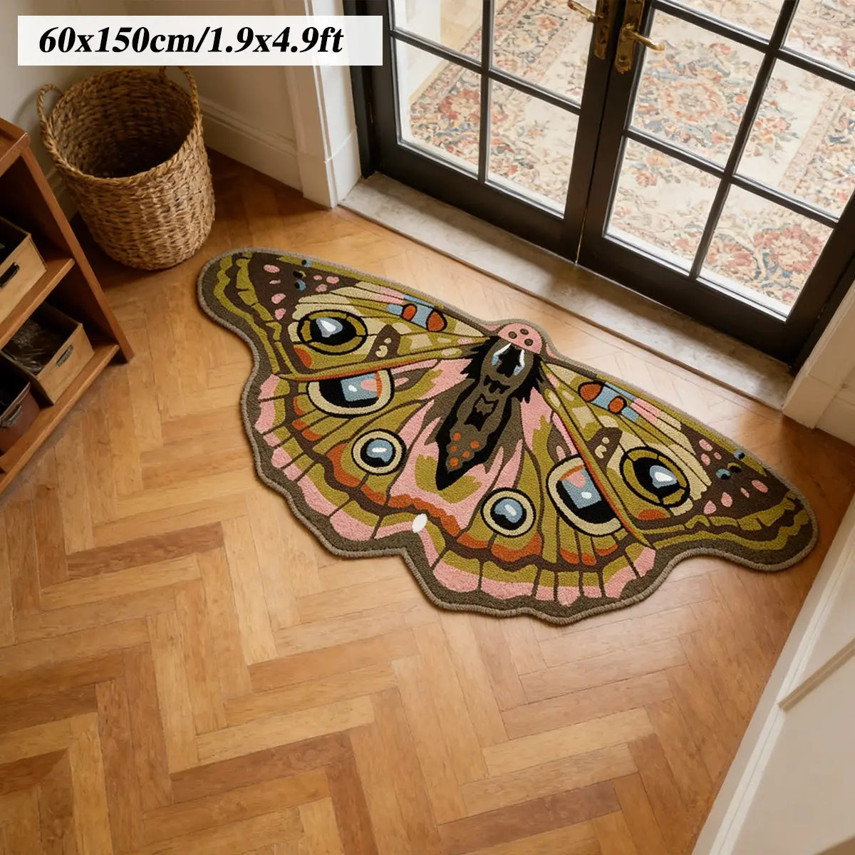 Irregular Shape Butterfly Moth Pattern Bedside Rug - Soft Velvet Carpet for Bohemian Style Home Decor